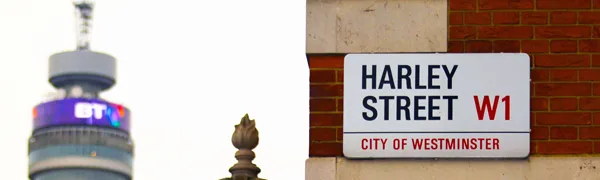 Harley Street View of BT Tower - appointments private practice consultation phobia hypnotherapy